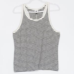 Cabi Womens Striped Tank Top Size Large‎ Striped Black White Cotton Blend Preppy